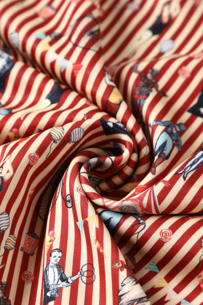 Lily Red Striped Circus Off Shoulder Dress
