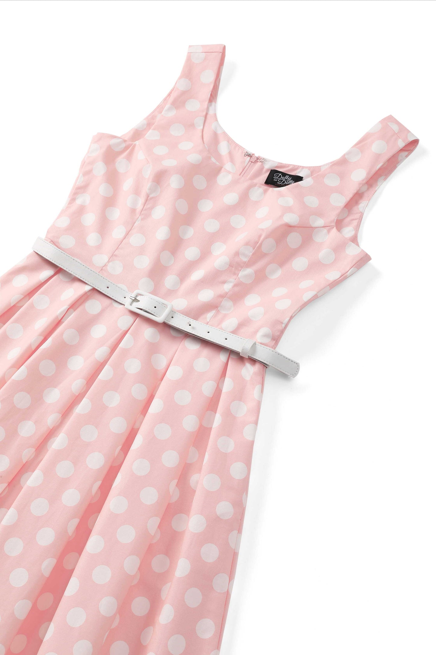 Ophelia Light Pink Polka Dot Midi Dress