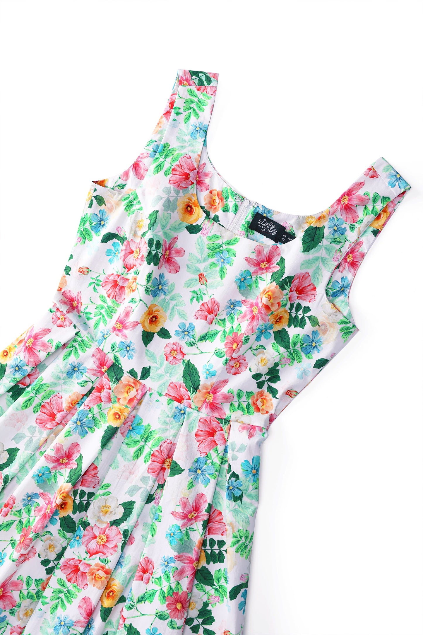 Amanda Vintage Inspired Floral Flared Dress In White