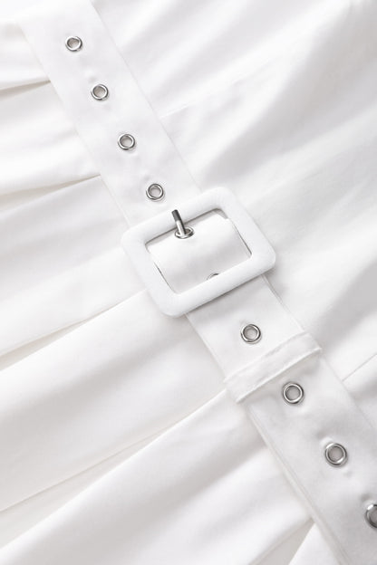 Helen White Cotton Midi Dress