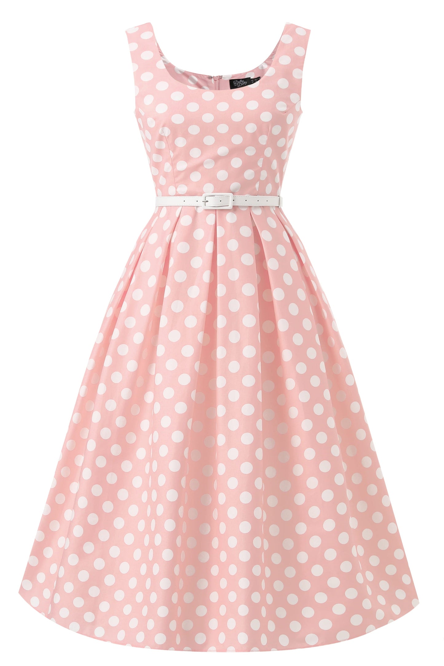 Ophelia Light Pink Polka Dot Midi Dress