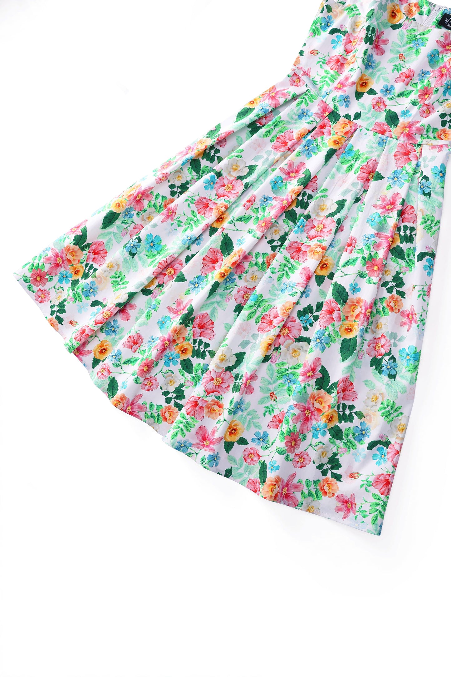 Amanda Vintage Inspired Floral Flared Dress In White