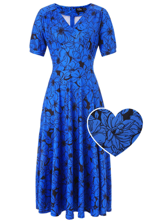 Julia Blue Floral Midi Dress
