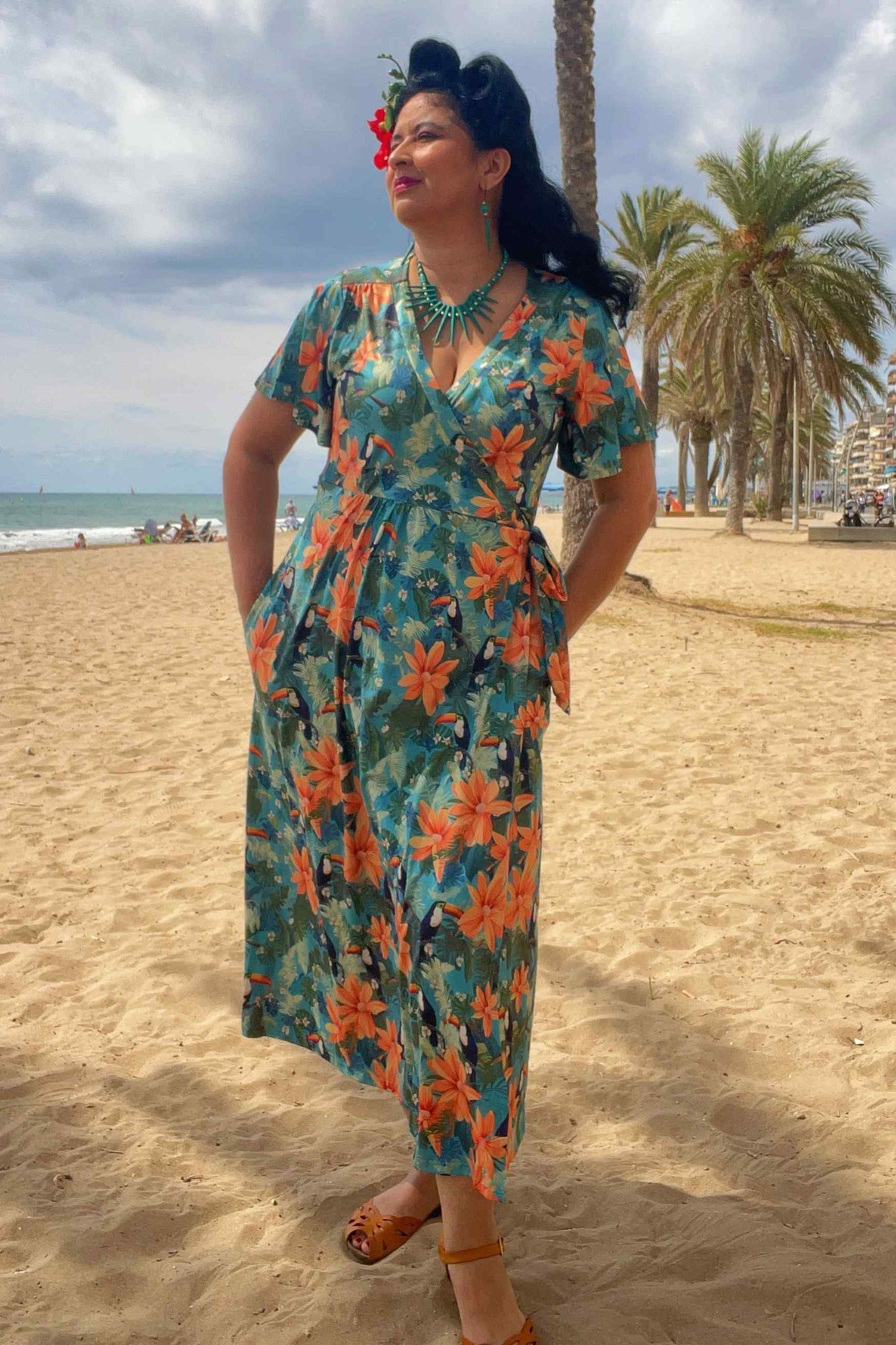 Isla Tiki Toucan Maxi Wrap Dress