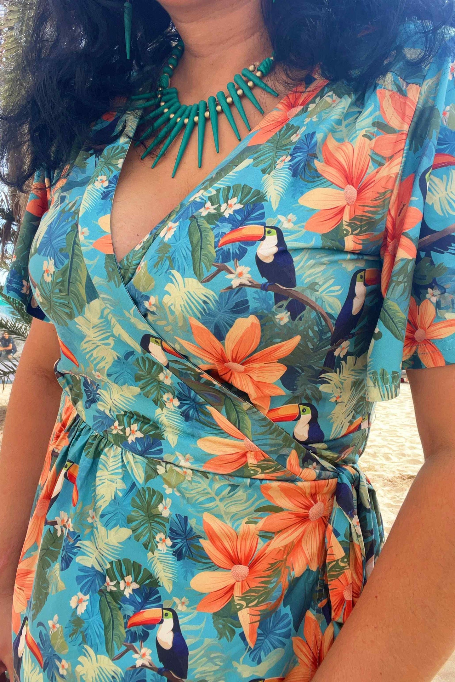 Isla Tiki Toucan Maxi Wrap Dress