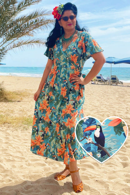 Isla Tiki Toucan Maxi Wrap Dress