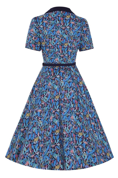 Penelope Dinosaur Shirt Dress in Navy Blue