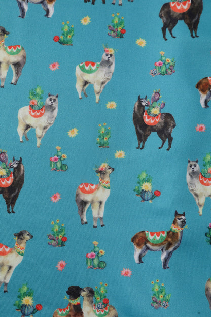 Amanda Turquoise Llama Swing Dress