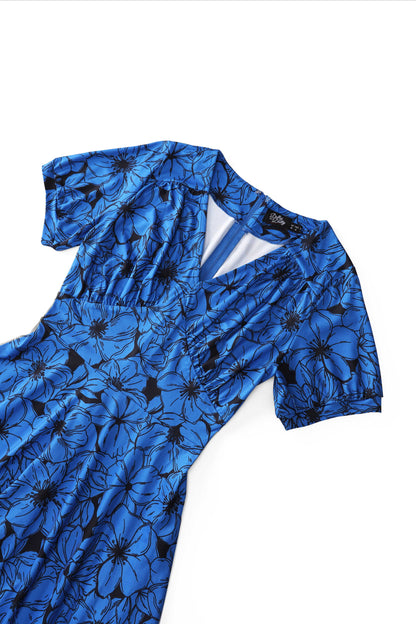 Julia Blue Floral Midi Dress