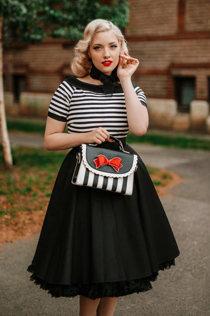 Darlene Nautical Black & White Striped Dress