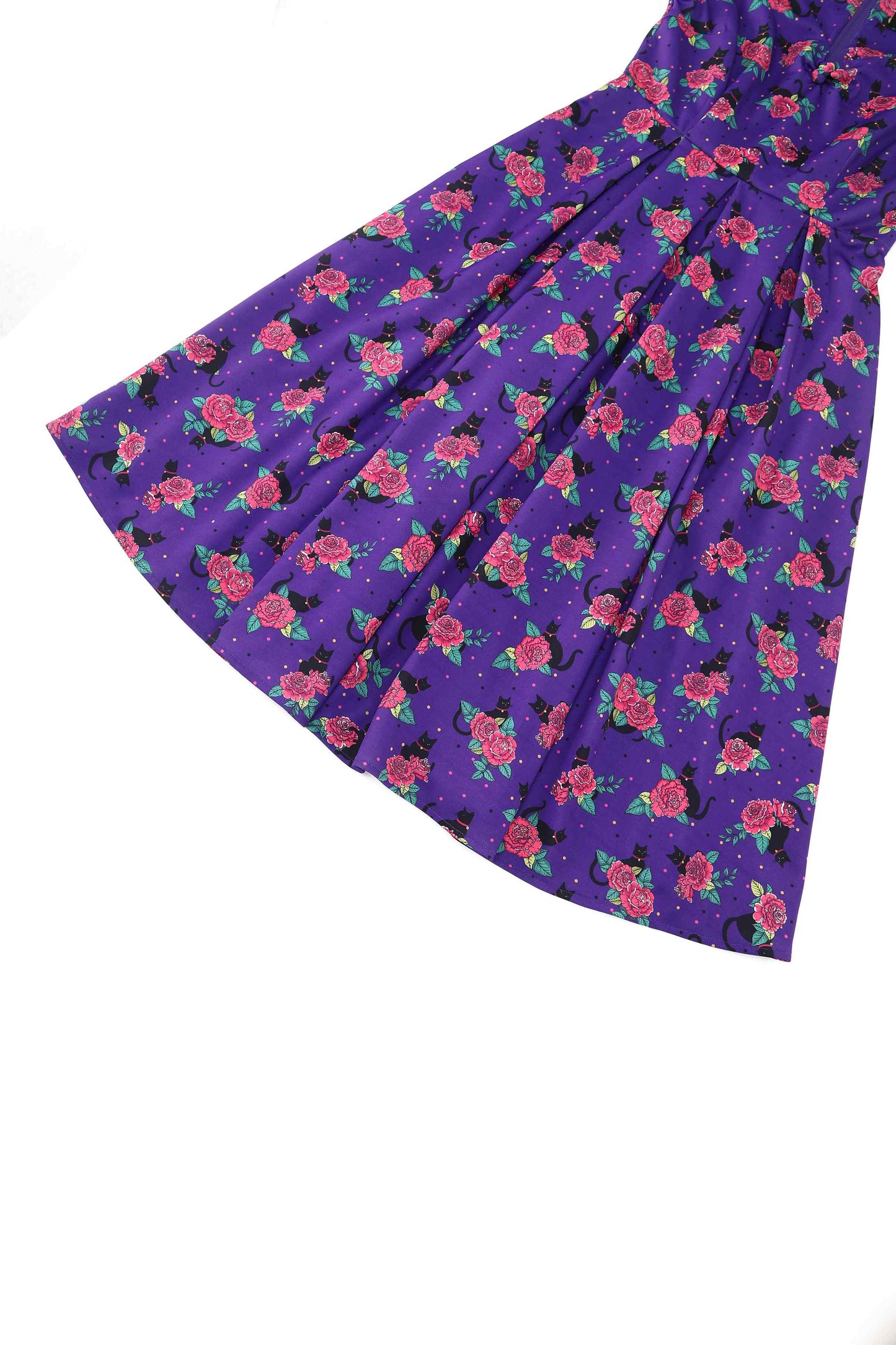 Lily Vintage Cat & Rose Off Shoulder Dress In Purple