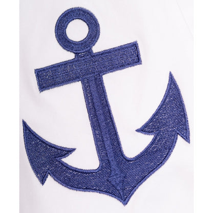 Melissa Embroidered Anchor Vintage Inspired Dress in Navy Blue-White