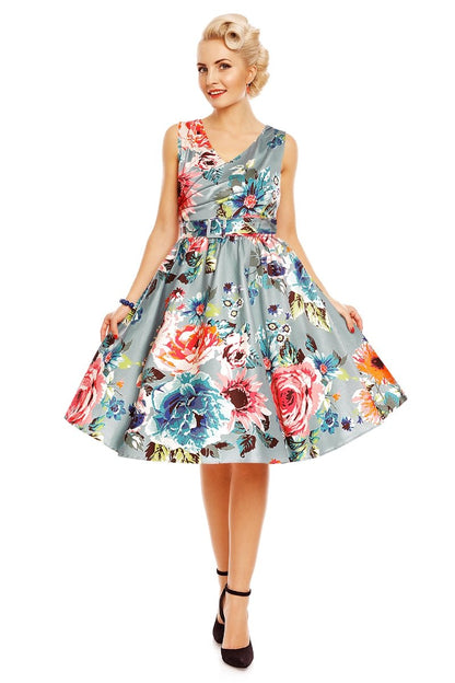 May Crossover Bust Blue Floral Dress