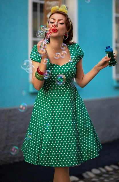 Claudia Green Polka Dot Swing Dress