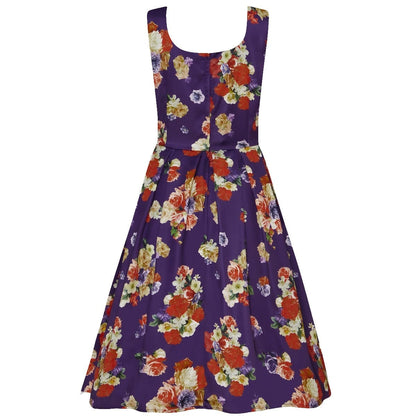 Amanda Purple Floral Swing Dress