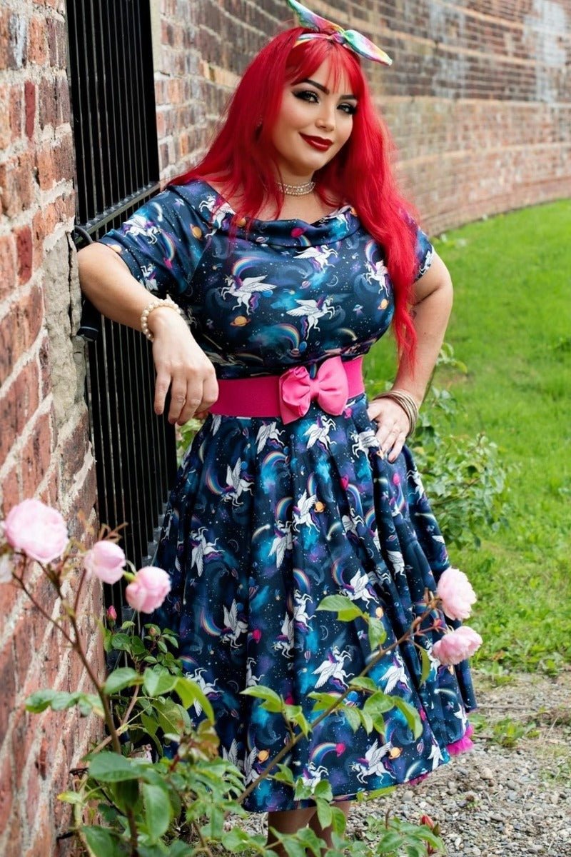 Darlene Blue Unicorn Swing Dress