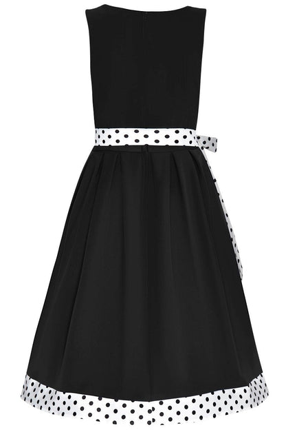 Elizabeth Swing Dress in Black & White Polka