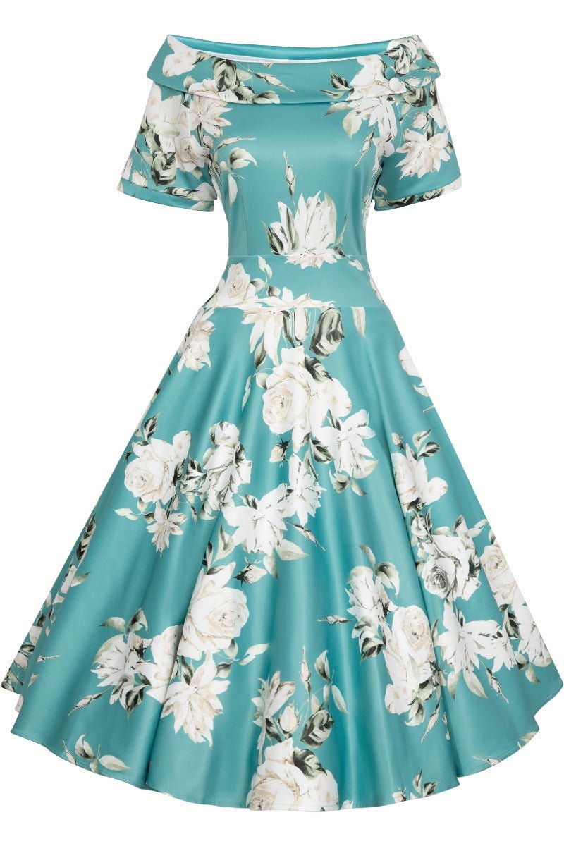 Darlene Mint Floral Flared Dress