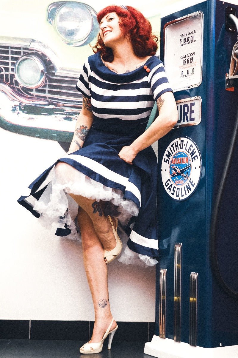 Darlene Nautical Navy & White Striped Swing Dress