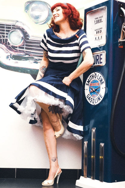 Darlene Nautical Navy & White Striped Swing Dress