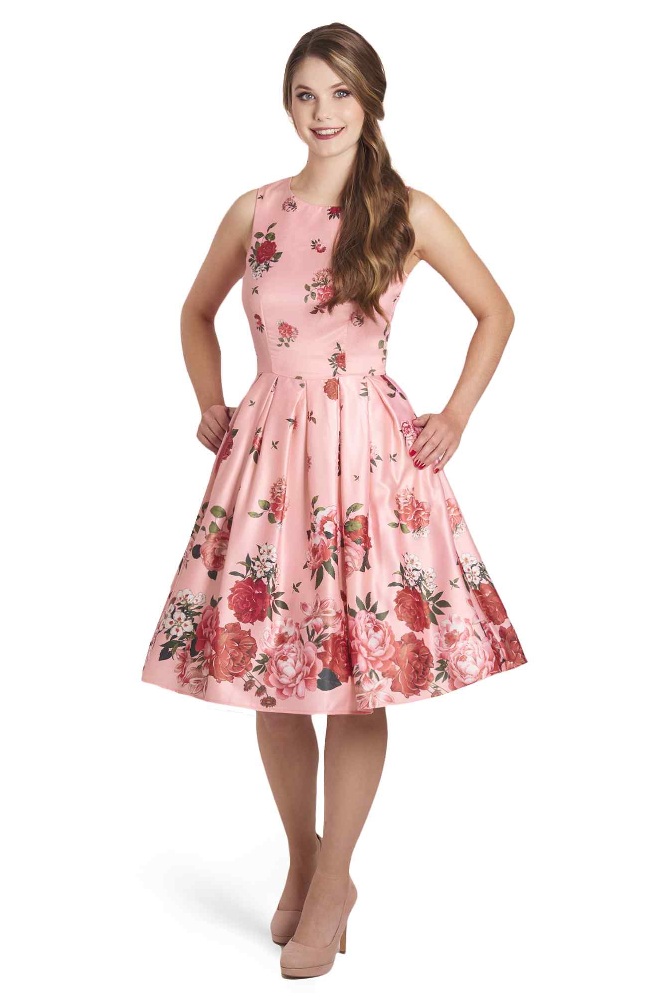 Annie Raising Flowers Swing Dress in Pink
