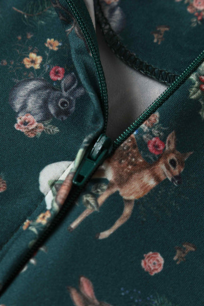 Billie Green Woodland Deer & Owl Dress